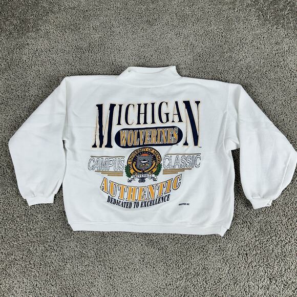 Hugger Tops - Vintage Michigan Wolverines Sweatshirt Womens L NCAA Basketball Authentic 80s